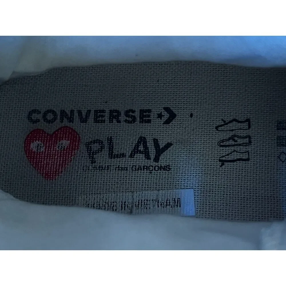 PLAY Comme Des Garcons x Converse White Hearts Sneakers Trainers  Mens Size 9